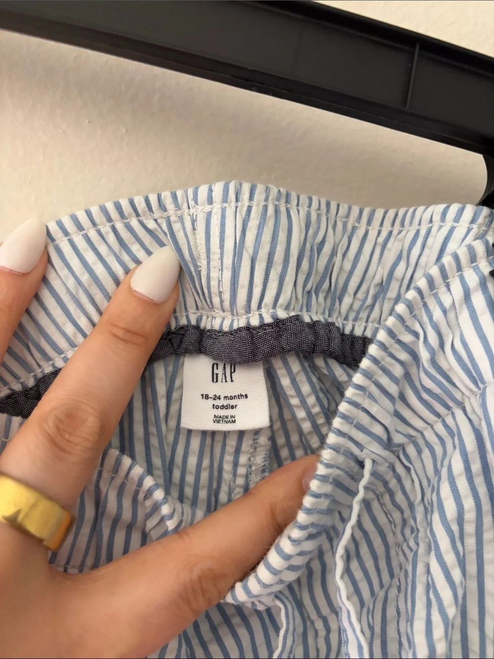 GAP Blue & White Seersucker Drawstring Kids Pants